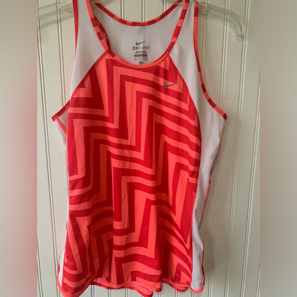 Nike Dri-Fit Racerback Tank Top (Medium) Coral & Red Design “Perfect Condition “